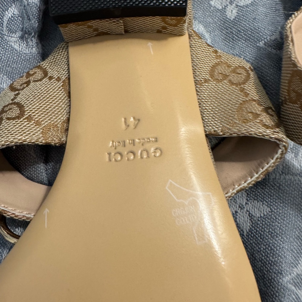 Gucci Tan and Gold Sandals with Horsebit Detail - Picture 6 of 6